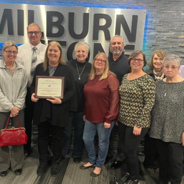 Volunteer of the Year - Brenda Gardener (left) of VFW Post #6027 with fellow post members (award presented by Tracy Reynolds (right))