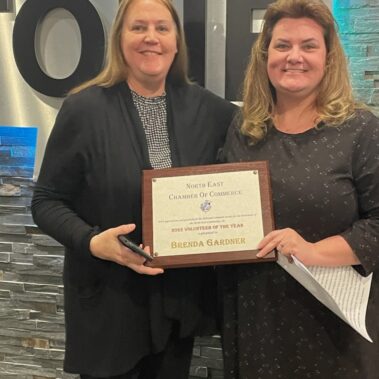 Volunteer of the Year - Brenda Gardener (left) of VFW Post #6027 (award presented by Tracy Reynolds (right))